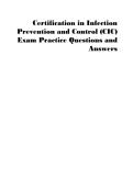 Certification in Infection Prevention and Control &lpar;CIC&rpar; Exam Practice Questions and Answers