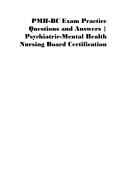 PMH-BC Exam Practice Questions and Answers &vert; Psychiatric-Mental Health Nursing Board Certification