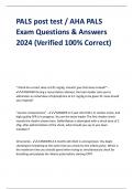 PALS post test &sol; AHA PALS Exam Questions & Answers 2024 &lpar;Verified 100&percnt; Correct&rpar;