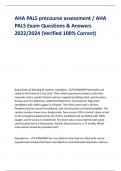 AHA PALS precourse assessment &sol; AHA PALS Exam Questions & Answers 2022&sol;2024 &lpar;Verified 100&percnt; Correct&rpar;