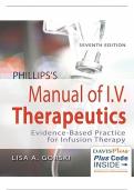 TEST BANK FOR Phillips's Manual Of I&period;V&period; Therapeutics Evidence-Based Practice For Infusion Therapy Eighth Edition By Lisa Gorski Latest Update&period; Questions With 100&percnt; Correct Answers