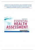 COMPLETE TEST BANK FOR ESSENTIAL HEALTH ASSESSMENT SECOND EDITION BY JANICE THOMPSON &lpar;AUTHOR&rpar; ALL CHAPTERS &lbrace;1-24&rcub; WITH ANSWER KEY PROVIDED&vert;&vert; RATED A&plus;&vert;&vert; LATEST EDITION &lbrace;&rcub;