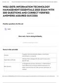 WGU-D075-INFORMATION TECHNOLOGY MANAGEMENT ESSENTIALS 2025 EXAM WITH 500 QUESTIONS AND CORRECT VERIFIED ANSWERS&vert; ASSURED SUCCESS