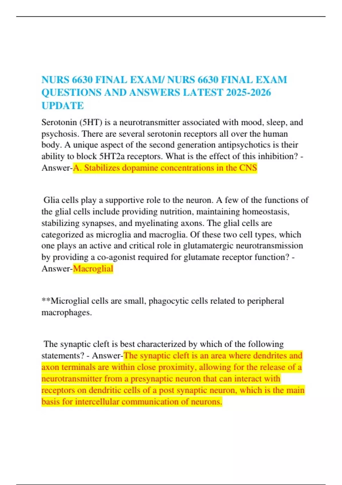 NURS 6630 FINAL EXAM/ NURS 6630 FINAL EXAM QUESTIONS AND ANSWERS LATEST ...