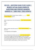 BIO 201 &ndash; MIDTERM EXAM STUDY GUIDE &vert;  NEWEST ACTUAL EXAM COMPLETE  QUESTIONS AND VERIFIED ANSWERS  GRADED A&plus; &vert; 100&percnt; PASS &vert; 2025 UPDATE&excl;