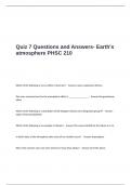 Quiz 7 Questions and Answers- Earth-s atmosphere PHSC 210