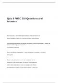 Quiz 8 PHSC 210 Questions and Answers