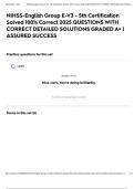 NIHSS-English Group E-V3 - 5th Certification Solved 100&percnt; Correct 2025 QUESTIONS WITH CORRECT DETAILED SOLUTIONS GRADED A&plus; &vert; ASSURED SUCCESS