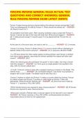 FENCING REFEREE GENERAL RULES ACTUAL TEST  QUESTIONS AND CORRECT ANSWERS&sol; GENERAL  RULE FENCING REFEREE EXAM LATEST &lpar;NEW&excl;&excl;&rpar;