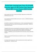 Florida State Licensing Exam Prep&colon; Life & Health Insurance Agent &num;1-240 Practice Exam Questions Solved 100&percnt; Correct&vert; Newest 2025&vert;Verified Solutions