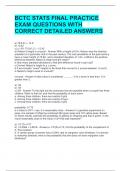 BCTC STATS FINAL PRACTICE EXAM QUESTIONS WITH CORRECT DETAILED ANSWERS 