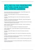 BCTC BIO139 CH22 RESPIRATORY &lpar;LECTURE&rpar; EXAM QUESTIONS WITH VERIFIED ANSWERS 