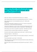 COSMETOLOGY TEXAS STATE BOARD WRITTEN EXAM QUESTIONS WITH COMPLETE ANSWERS&period;