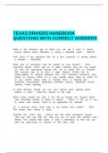 TEXAS DRIVERS HANDBOOK QUESTIONS WITH CORRECT ANSWERS&period;