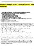HESI-PN Mental Health Exam Questions And Answers&period;