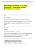 HESI PN Mental Health Exam Prep Questions & Knowledge Review Questions And Answers&period;