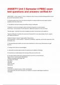 ANXIETY Unit 3 Semester 4 PBSC exam test questions and answers verified A&period;pdf
