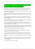 CORPORATE TAXATION BASICS EXAM QUESTIONS AND ANSWERS