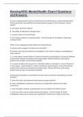 Nursing 4530 - Mental Health - Exam 1 Questions and Answers&period;