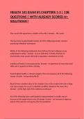 HEALTH 101 EXAM &num;1 CHAPTERS 1-3 &vert; 138 QUESTIONS &vert; WITH ALREADY SCORED A&plus; SOLUTIONS&excl;&excl;
