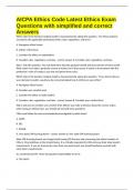 AICPA Ethics Code Latest Ethics Exam Questions with simplified and correct Answers