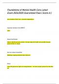 Foundations of Mental Health Care Latest  Exam 2024&sol;2025 Guaranteed Pass &lpar; Score A &rpar;