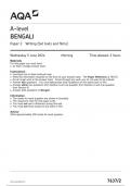 AQA A-level BENGALI Paper 2 JUNE 2024 QUESTION PAPER AND MARK SCHEME