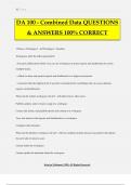 DA 100 - Combined Data QUESTIONS & ANSWERS 100&percnt; CORRECT