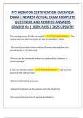 PFT MONITOR CERTIFICATION OVERVIEW  EXAM &vert; NEWEST ACTUAL EXAM COMPLETE  QUESTIONS AND VERIFIED ANSWERS  GRADED A&plus; &vert; 100&percnt; PASS &vert; 2025 UPDATE&excl;