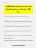 food handler training course lessons Exam Questions and Answers 100&percnt; Pass