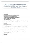 NUR 430 Leadership Management In Nursing Exam 2 Blueprint With Complete Solutions 2025