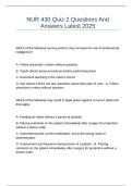 NUR 430 Quiz 2 Questions And Answers Latest 2025