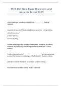 NUR 430 Final Exam Questions And Answers Latest 2025