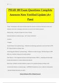 PHAR 100 Exam Questions Complete Answers New Verified Update &lpar;A&plus; Pass&rpar;