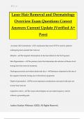 Laser Hair Removal and Dermatology Overview Exam Questions Correct Answers Current Update &lpar;Verified A&plus; Pass&rpar;