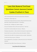 Laser Hair Removal Test Exam Questions Correct Answers Current Update &lpar;Verified A&plus; Pass&rpar;