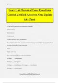 Laser Hair Removal Exam Questions Correct Verified Answers New Update &lpar;A&plus; Pass&rpar;