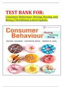 TEST BANK FOR&colon; Consumer Behaviour&colon; Buying&comma; Having&comma; and Being &lpar;7th Edition&rpar; Latest Update&period;