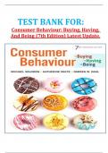     TEST BANK FOR&colon; Consumer Behaviour&colon; Buying&comma; Having&comma; And Being &lpar;7th Edition&rpar; Latest Update&period;