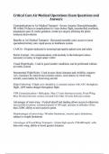 Critical Care Air Medical Operations Exam Questions and Answers