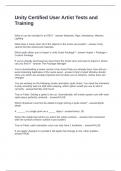 Unity Certified User Artist Tests and Training Questions and Answers Graded A&plus;