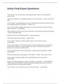 Unity Final Exam Questions and Answers 2024