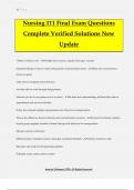 Nursing 111 Final Exam Questions Complete Verified Solutions New Update