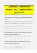 Life Insurance Primerica Exam Questions 100&percnt; Complete Solutions New Update