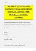 PRIMERICA LIFE INSURANCE EXAM QUESTIONS AND CORRECT DETAILED ANSWERS WITH RATIONALES &lpar;VERIFIED ANSWERS&rpar;