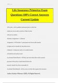 Life Insurance Primerica Exam Questions 100&percnt; Correct Answers Current Update