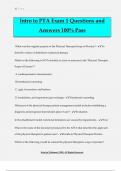 Intro to PTA Exam 1 Questions and Answers 100&percnt; Pass