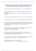 OSHA 10-Hour Construction Final Exam- Complete Correct Multiple-Choice Questions and Answers &lpar;Successes&rpar;