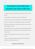 Real Estate FL Exam 2024 Exam Questions and Answers 100&percnt; Pass