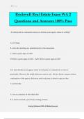 Rockwell Real Estate Exam WA 2 Questions and Answers 100&percnt; Pass